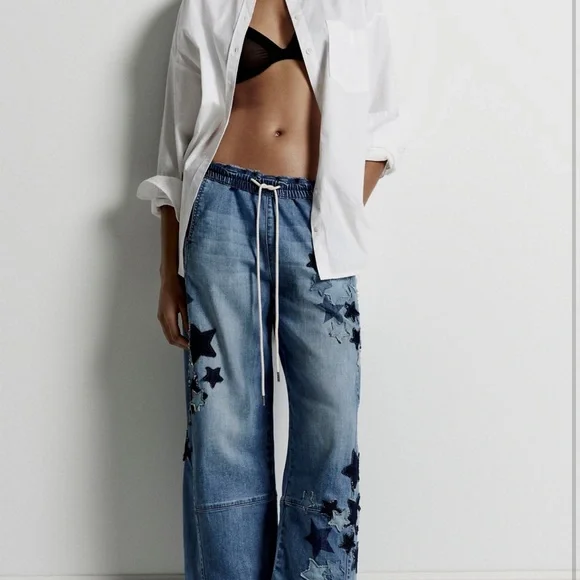 Pilcro Denim Star-Patterned Flare Jeans - Picture 2 of 8